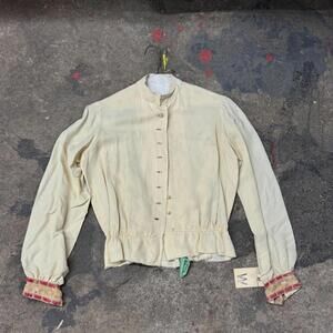 Vintage Film Costume 40s 50s Does Victorian Antique Style Cream Bodice S